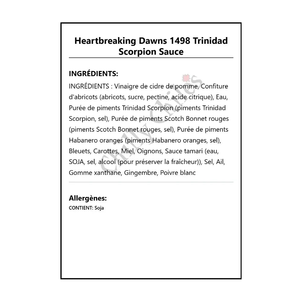 Heartbreaking Dawns 1498 Trinidad Scorpion Sauce - Hot Sauce