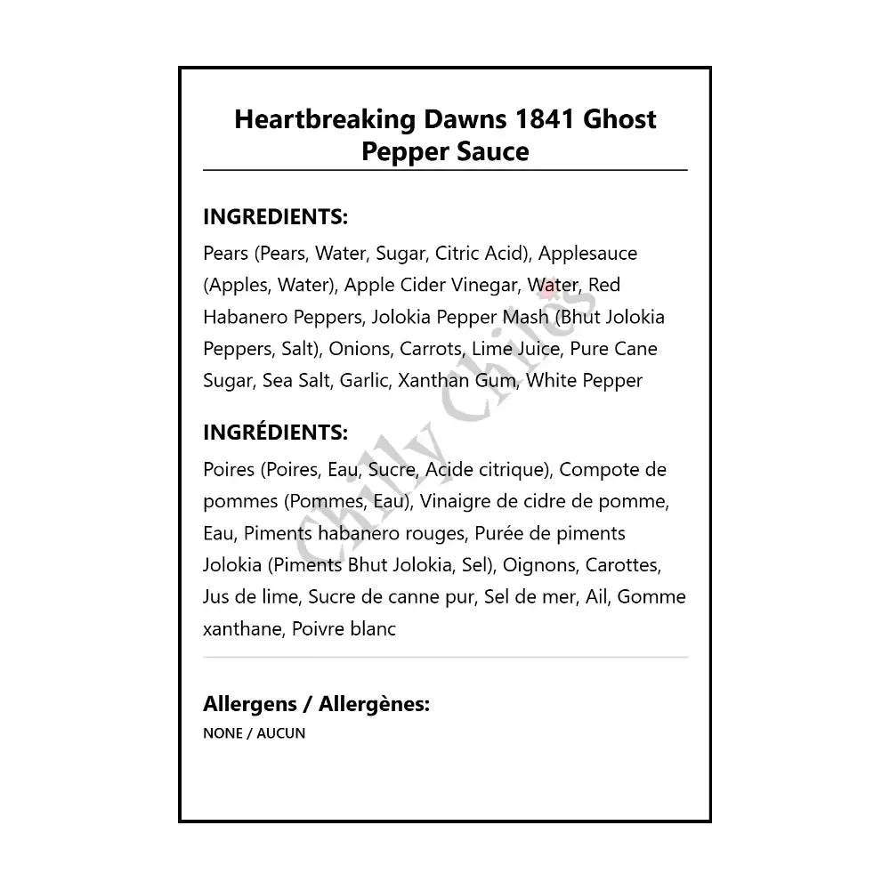 Heartbreaking Dawns 1841 Ghost Pepper Sauce - Hot Sauce