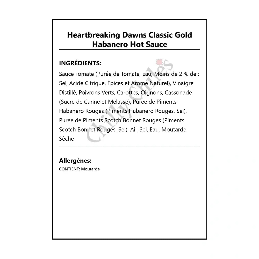 Heartbreaking Dawns Classic Gold Habanero Hot Sauce - Hot Sauce