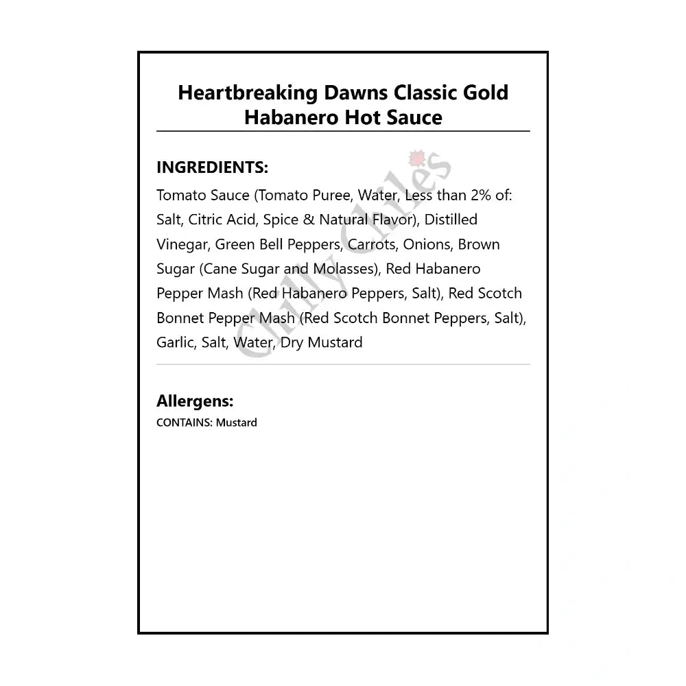 Heartbreaking Dawns Classic Gold Habanero Hot Sauce - Hot Sauce