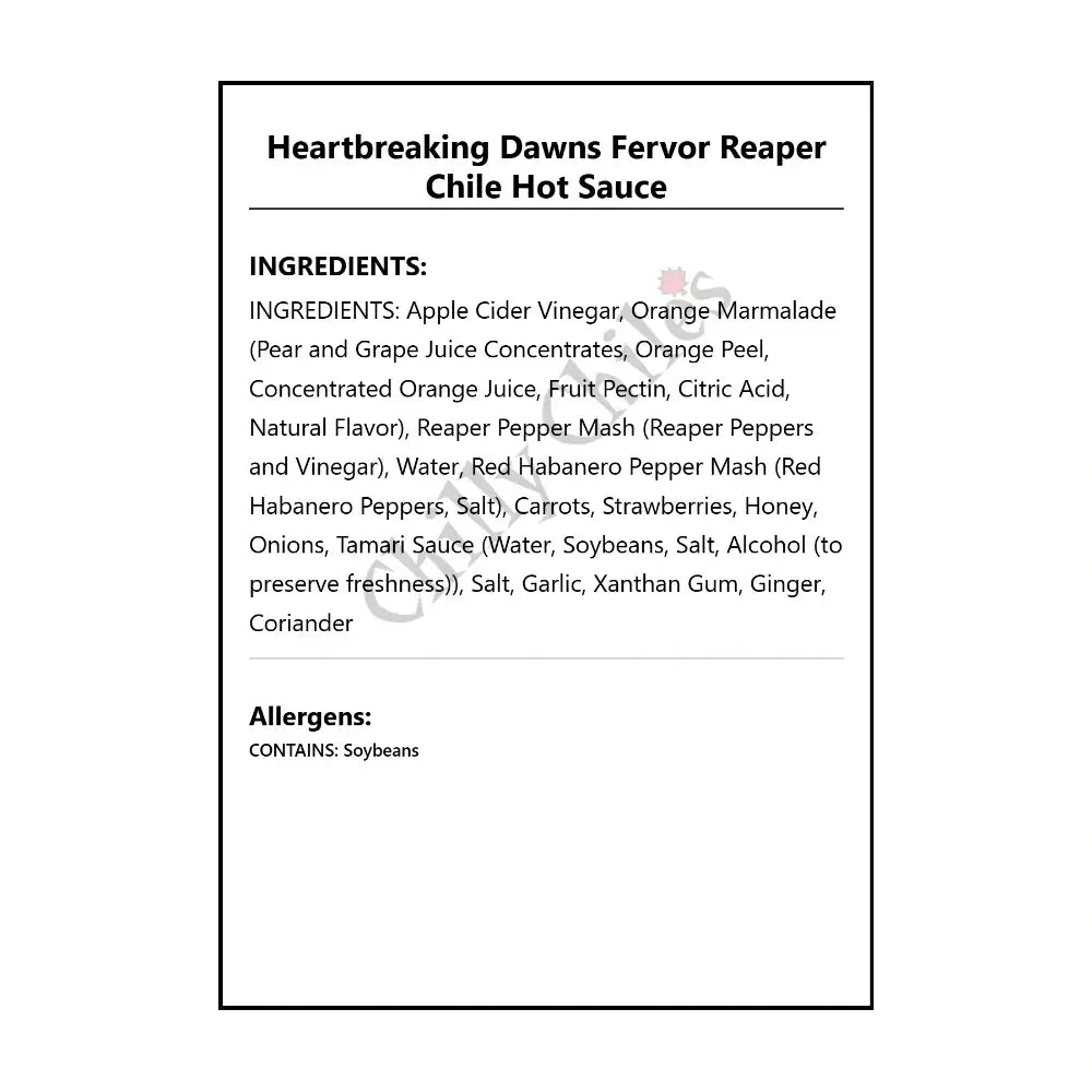 Heartbreaking Dawns Fervor Reaper Chile Hot Sauce - Hot Sauce