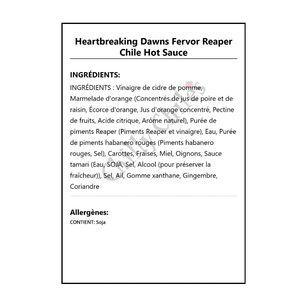 Heartbreaking Dawns Fervor Reaper Chile Hot Sauce - Hot Sauce