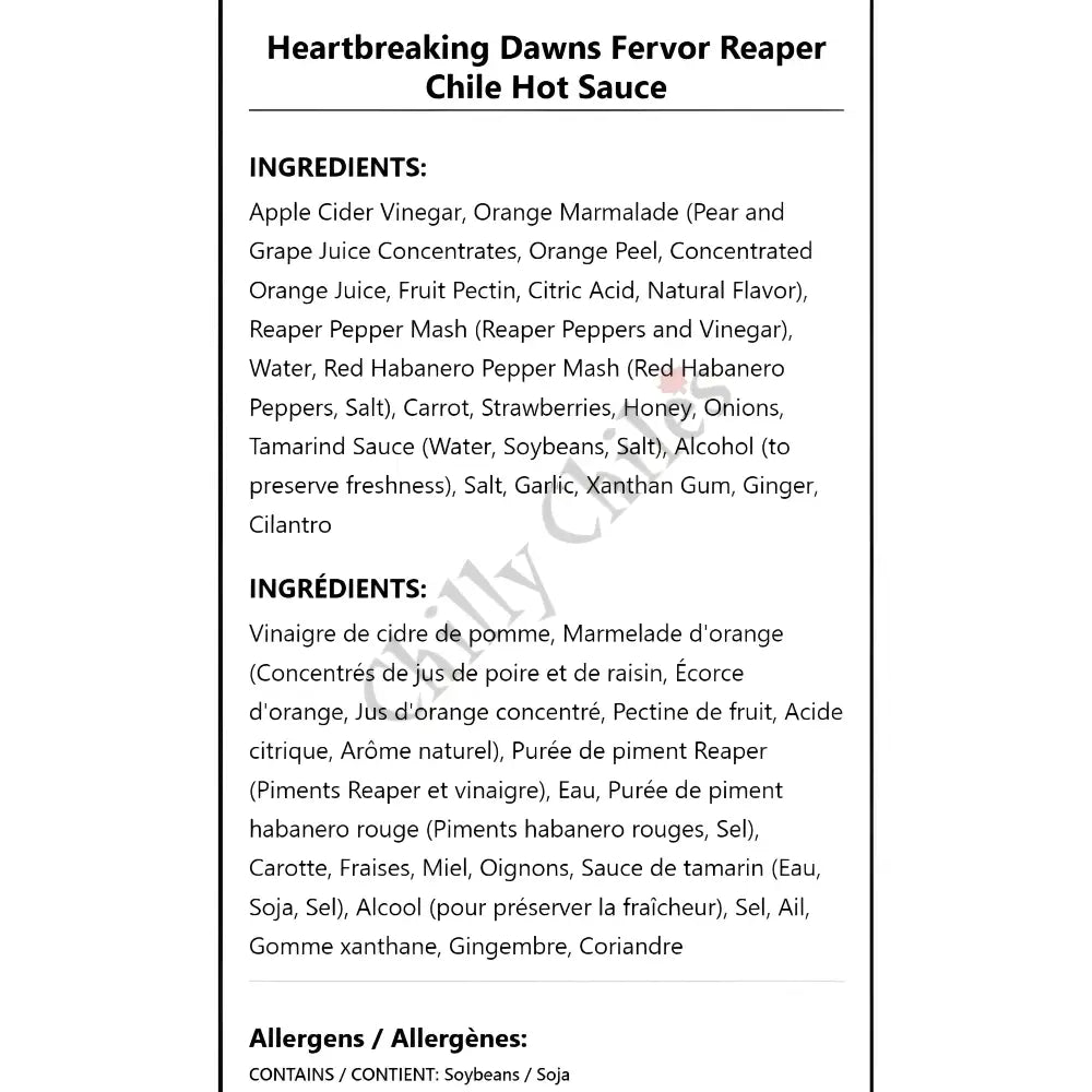 Heartbreaking Dawns Fervor Reaper Chile Hot Sauce - Hot Sauce