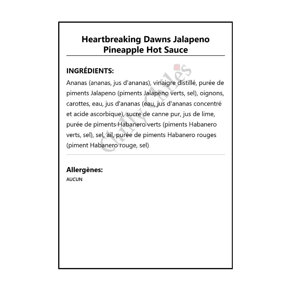 Heartbreaking Dawns Jalapeno Pineapple Hot Sauce - Hot Sauce