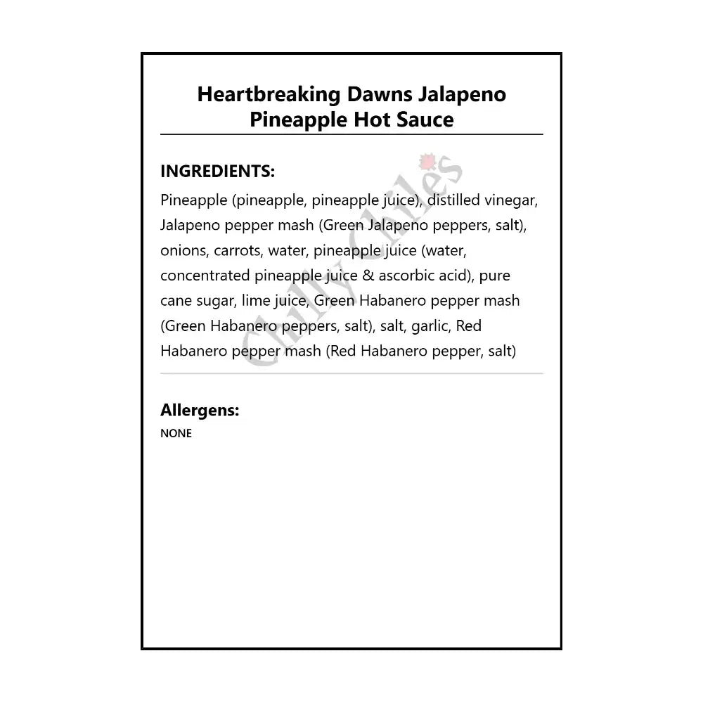Heartbreaking Dawns Jalapeno Pineapple Hot Sauce - Hot Sauce