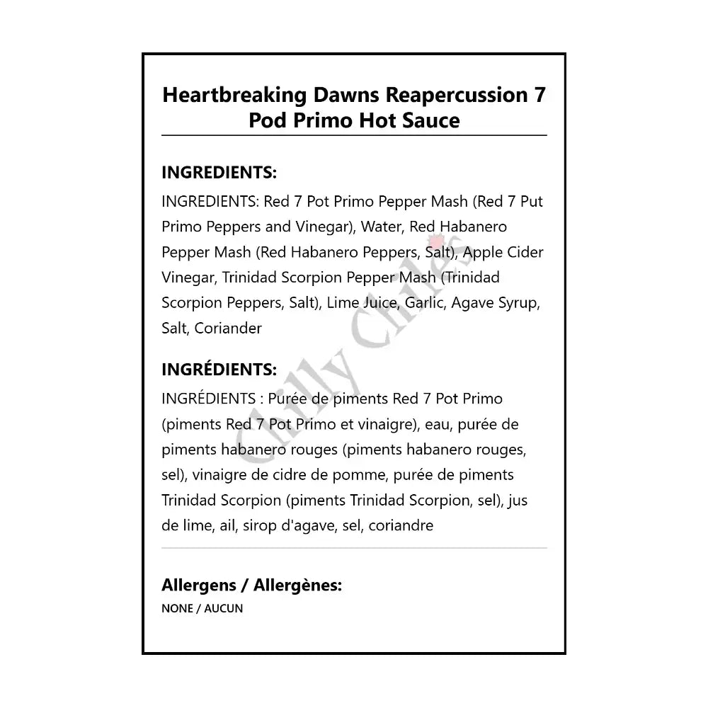 Heartbreaking Dawns Reapercussion 7 Pod Primo Hot Sauce - Hot Sauce