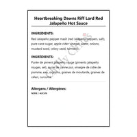 Heartbreaking Dawns Riff Lord Red Jalapeño Hot Sauce - Hot Sauce