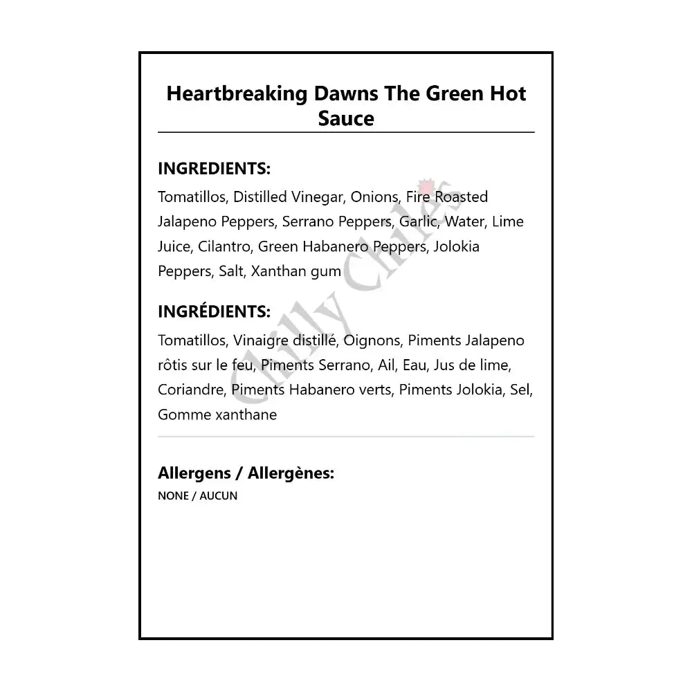 Heartbreaking Dawns The Green Hot Sauce - Hot Sauce