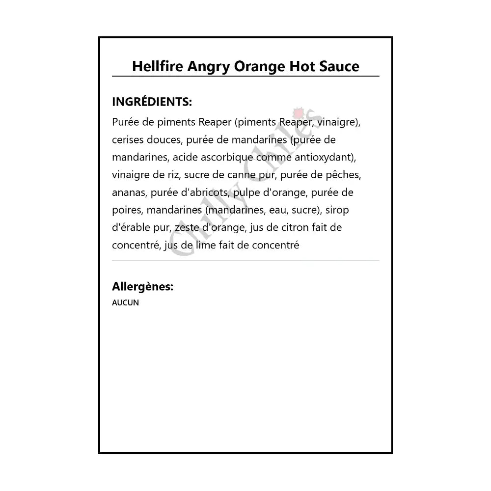 Hellfire Angry Orange Hot Sauce - Hot Sauce