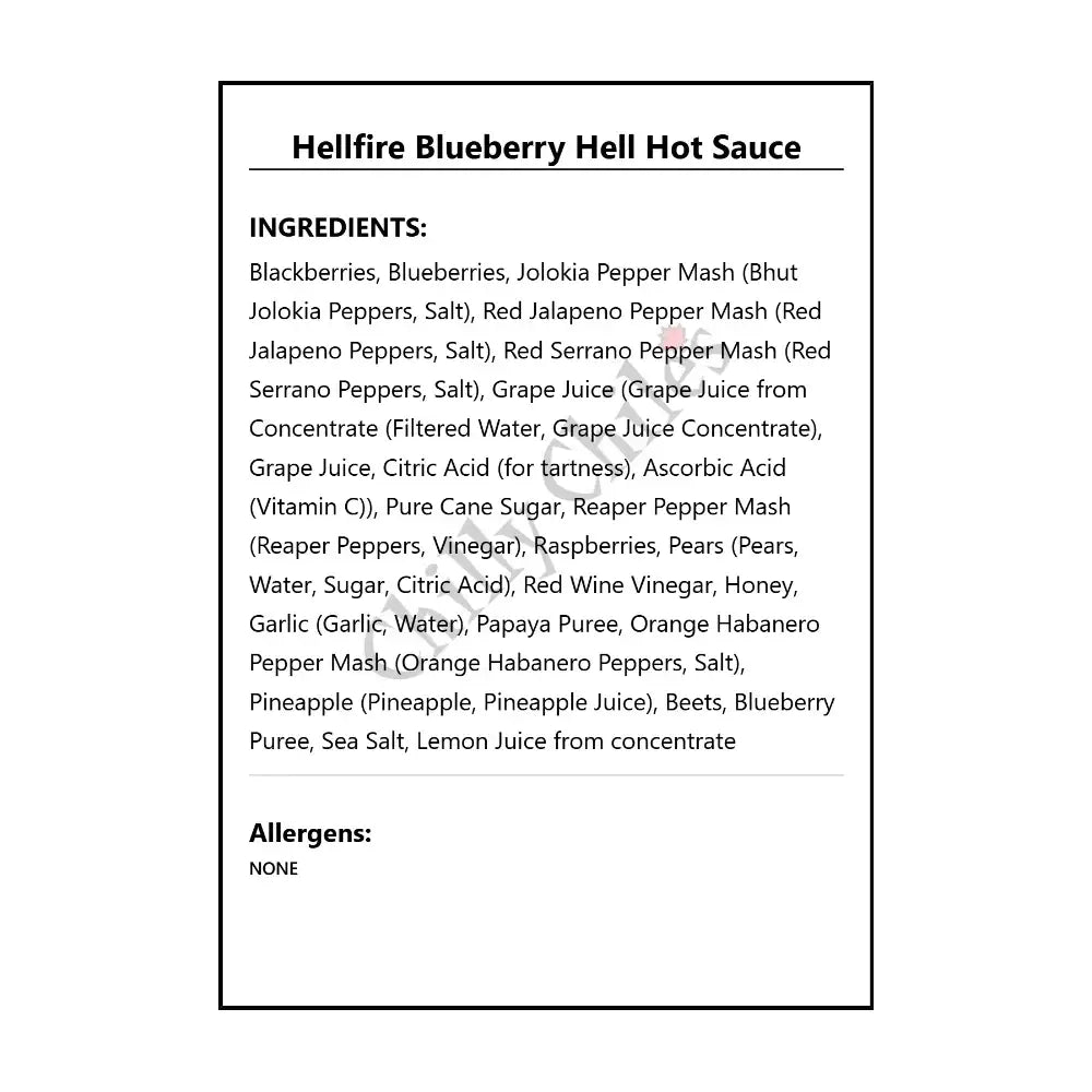 Hellfire Blueberry Hell Hot Sauce - Hot Sauce