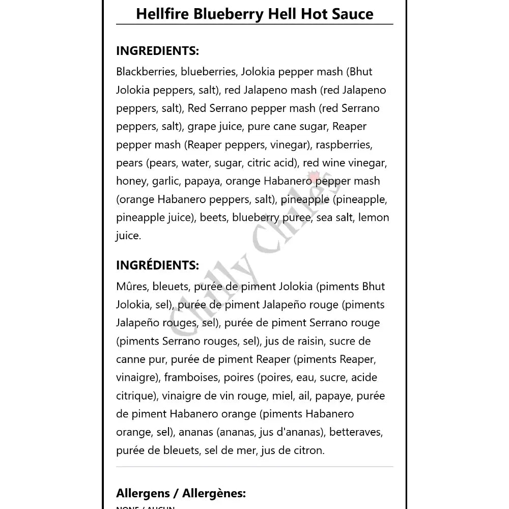 Hellfire Blueberry Hell Hot Sauce - Hot Sauce