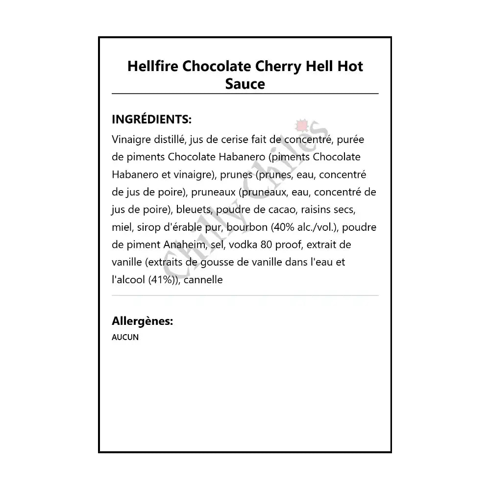 Hellfire Chocolate Cherry Hell Hot Sauce - Hot Sauce