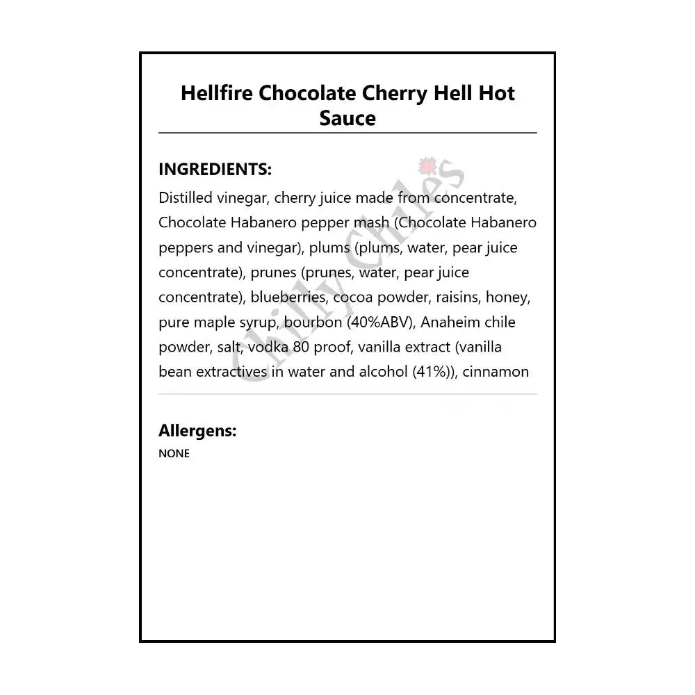 Hellfire Chocolate Cherry Hell Hot Sauce - Hot Sauce