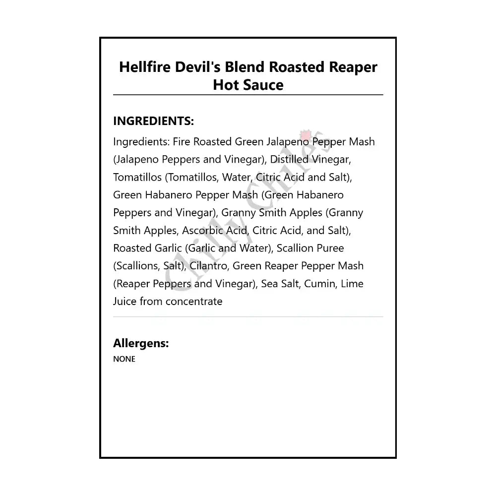 Hellfire Devil’s Blend Roasted Reaper Hot Sauce - Hot Sauce