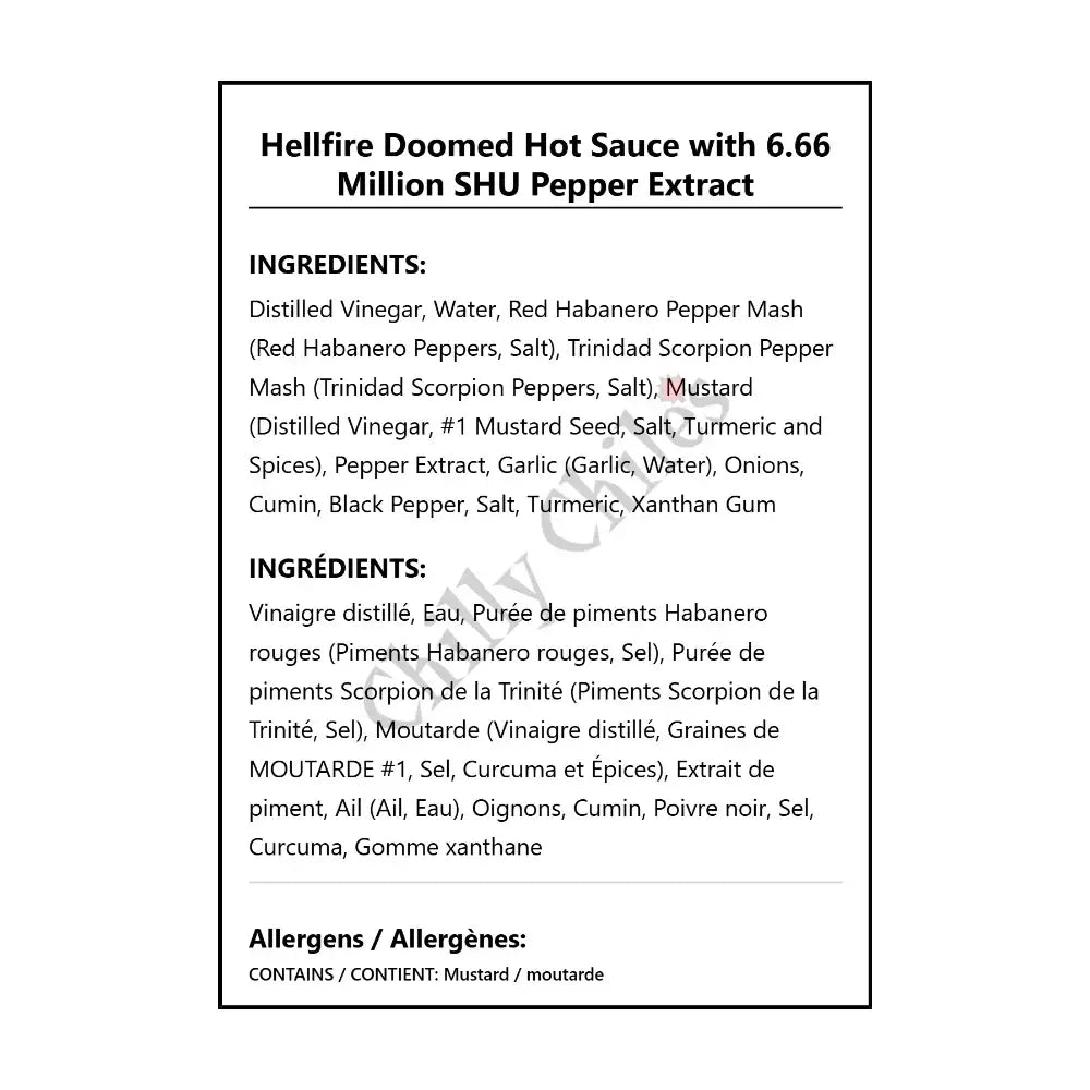 Hellfire Doomed Hot Sauce with 6.66 Million SHU Pepper Extract - Hot Sauce