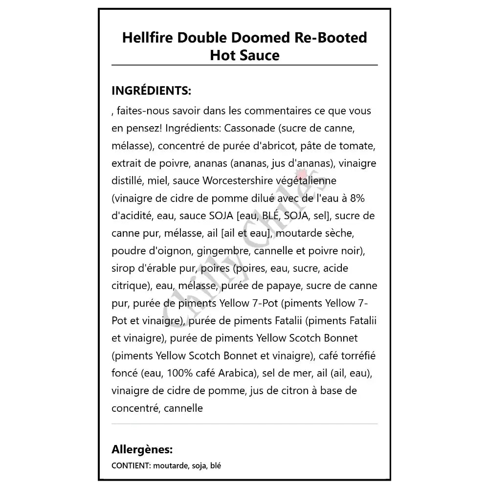 Hellfire Double Doomed Re-Booted Hot Sauce - Hot Sauce