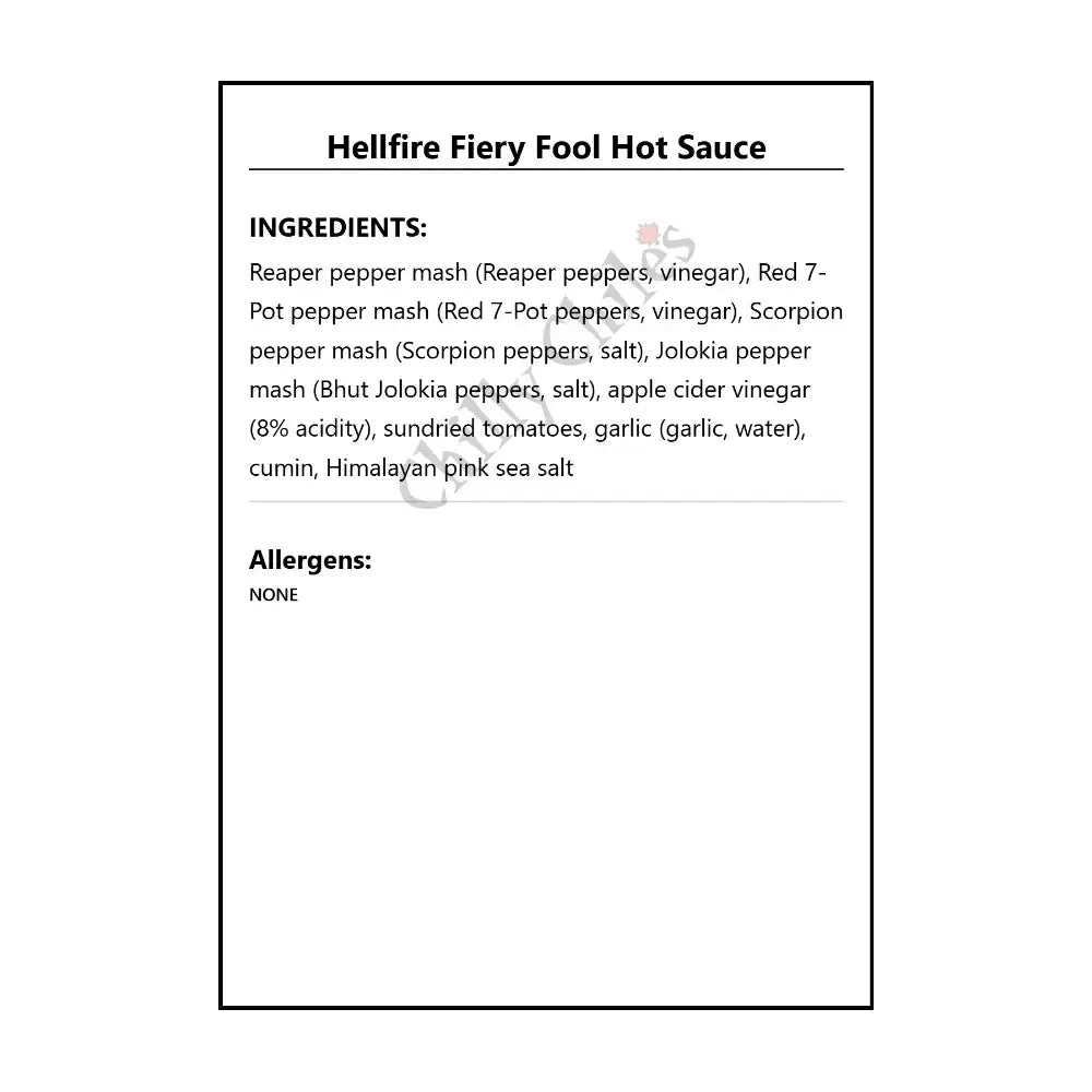 Hellfire Fiery Fool Hot Sauce - Hot Sauce