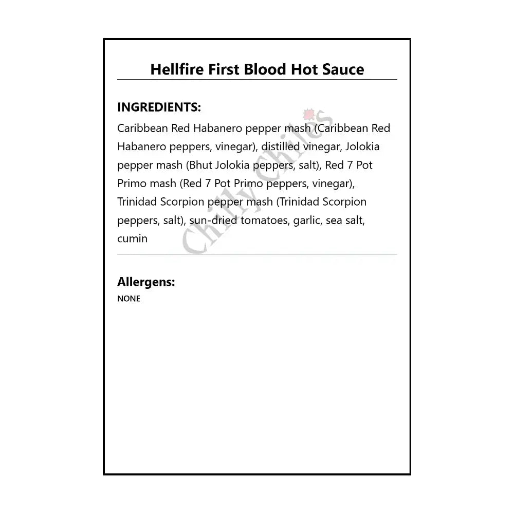 Hellfire First Blood Hot Sauce - Hot Sauce