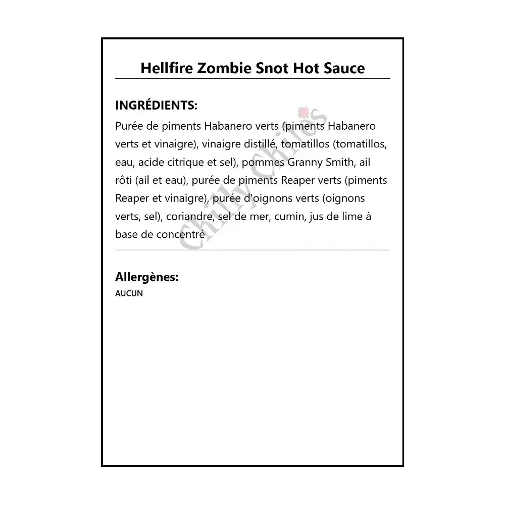 Hellfire Zombie Snot Hot Sauce - Hot Sauce