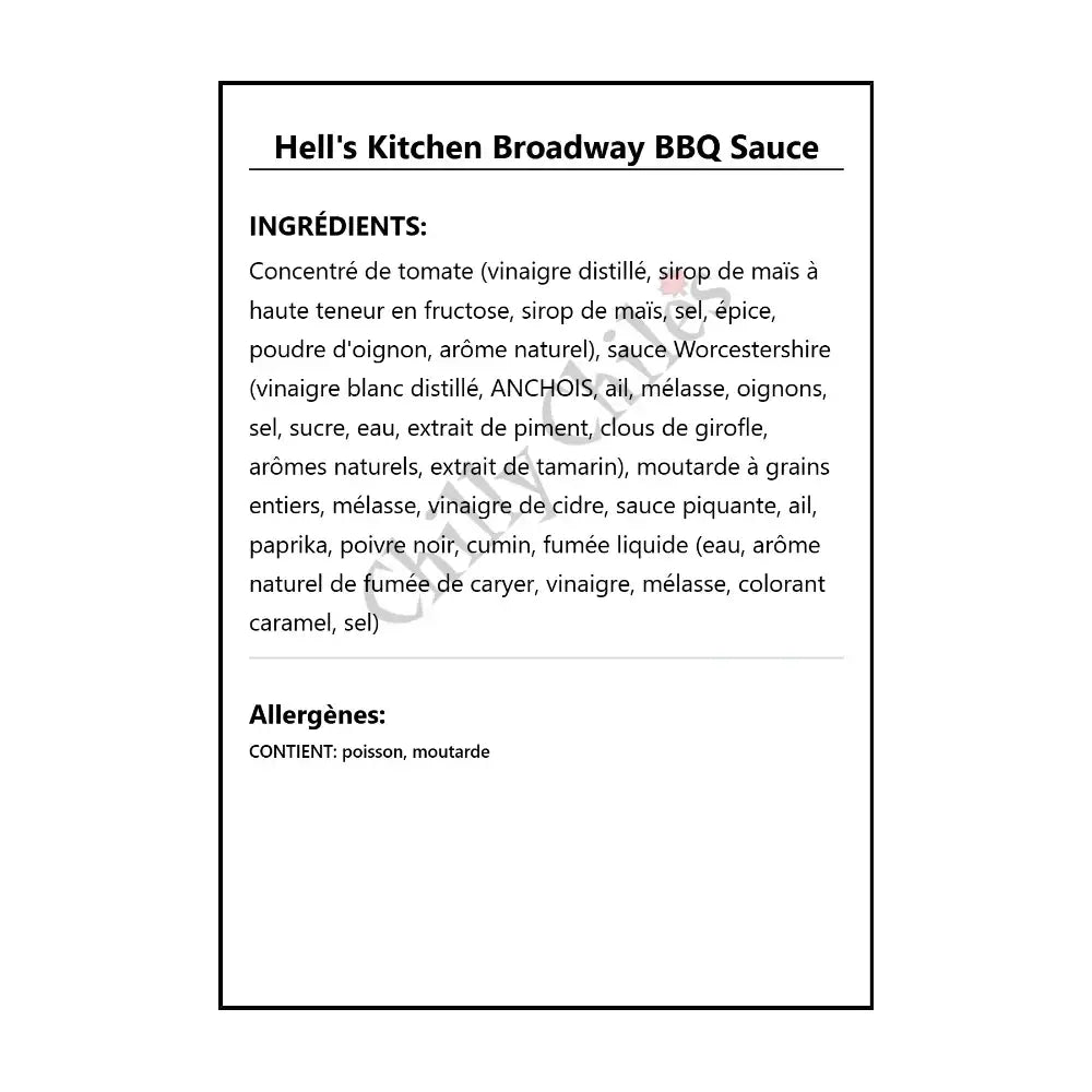 Hell’s Kitchen Broadway BBQ Sauce - BBQ Sauce