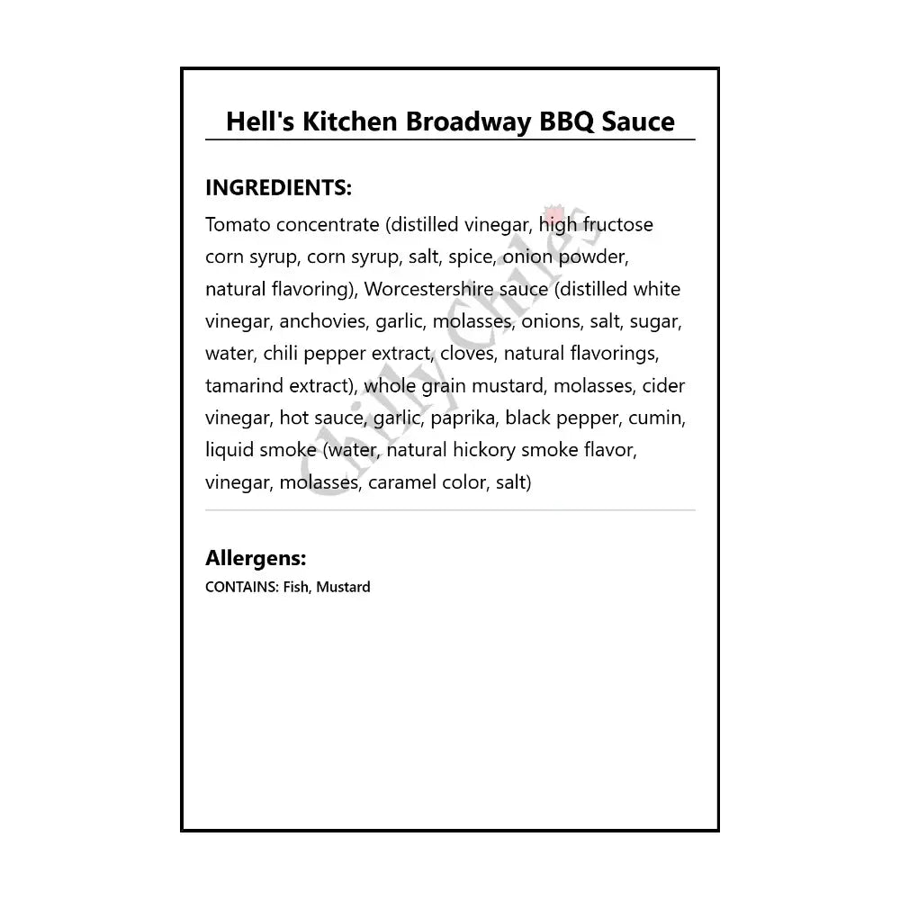 Hell’s Kitchen Broadway BBQ Sauce - BBQ Sauce