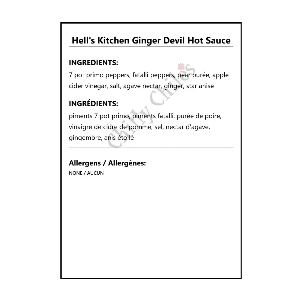 Hell’s Kitchen Ginger Devil Hot Sauce - Hot Sauce