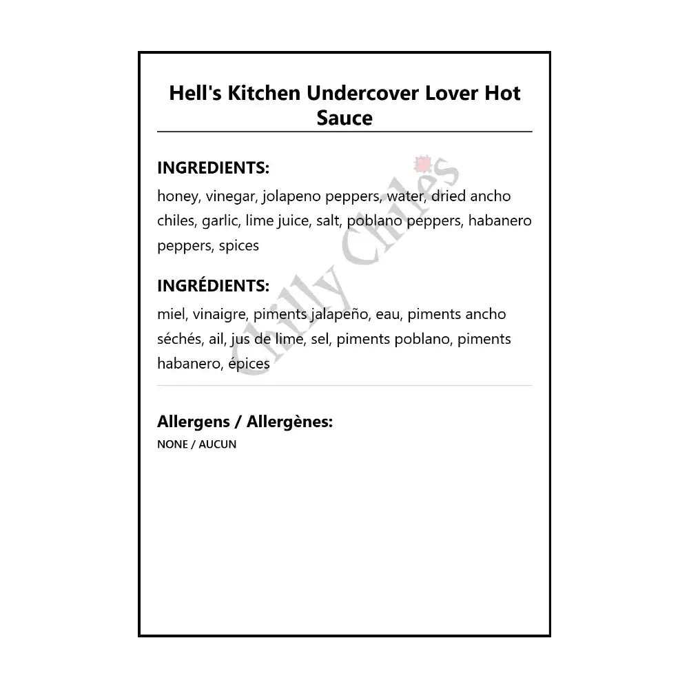Hell’s Kitchen Undercover Lover Hot Sauce - Hot Sauce
