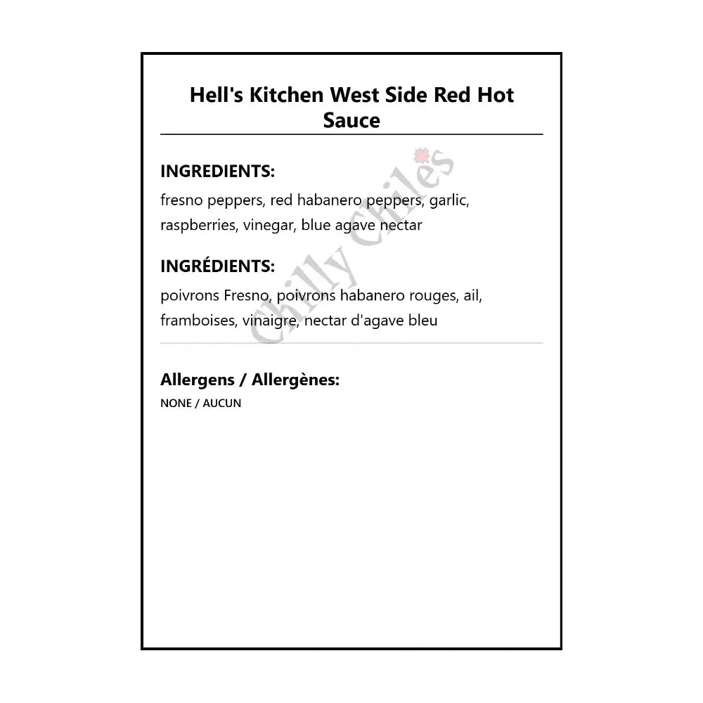 Hell’s Kitchen West Side Red Hot Sauce - Hot Sauce