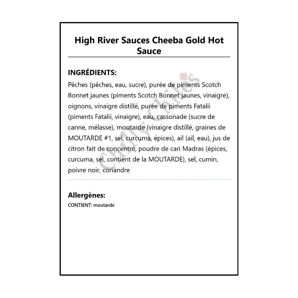 High River Sauces Cheeba Gold Hot Sauce - Hot Sauce