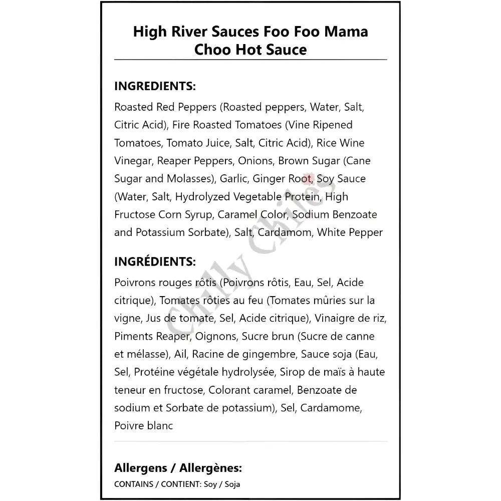 High River Sauces Foo Foo Mama Choo Hot Sauce - Hot Sauce
