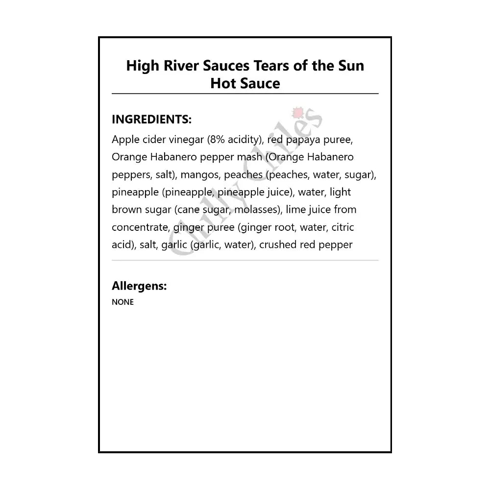 High River Sauces Tears of the Sun Hot Sauce - Hot Sauce