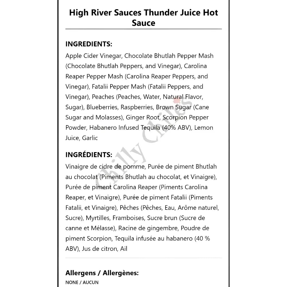 High River Sauces Thunder Juice Hot Sauce - Hot Sauce
