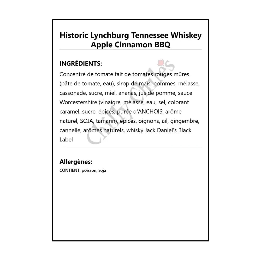 Historic Lynchburg Tennessee Apple Cinnamon BBQ - BBQ Sauce