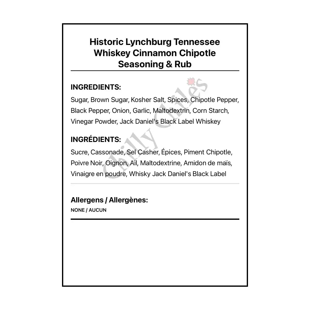 Historic Lynchburg Tennessee Cinnamon Chipotle Seasoning & Rub - Spice/Peppers