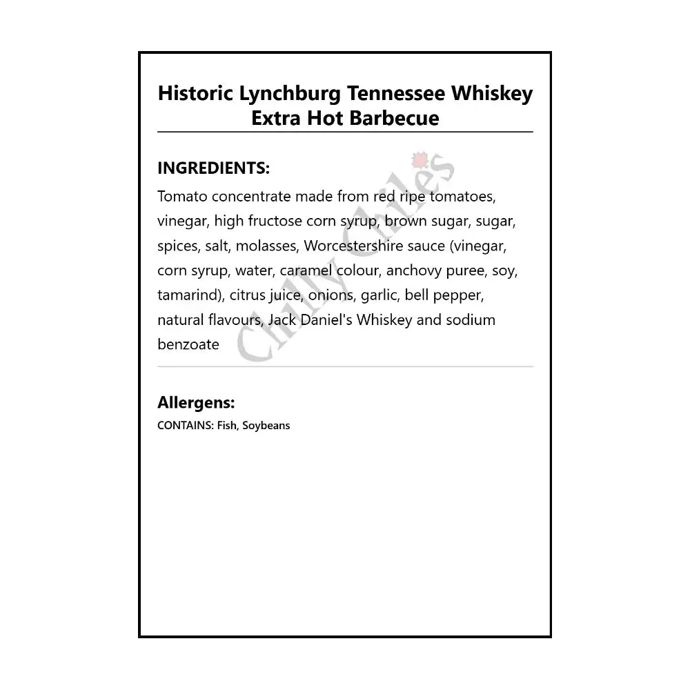 Historic Lynchburg Tennessee Extra Hot Barbecue - BBQ Sauce
