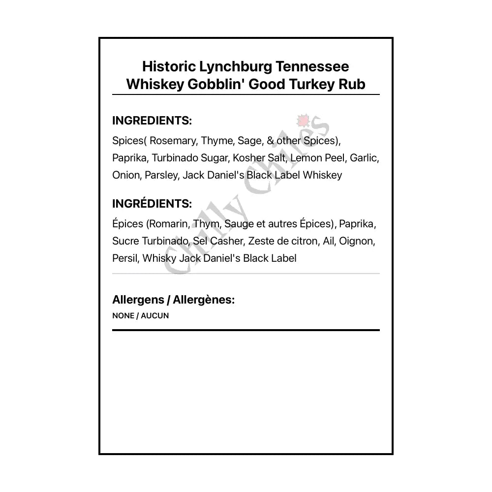 Historic Lynchburg Tennessee Gobblin’ Good Turkey Rub - Spice/Peppers