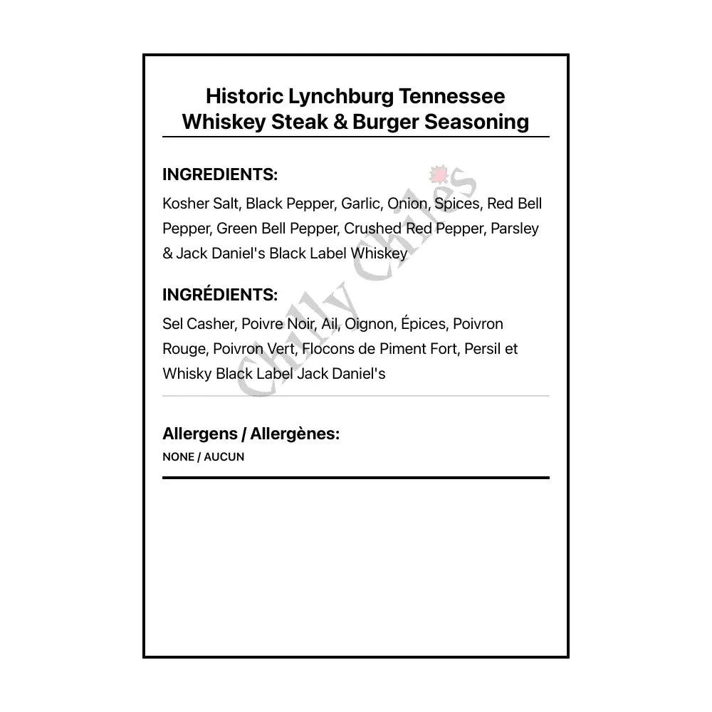 Historic Lynchburg Tennessee Steak & Burger Seasoning - Spice/Peppers