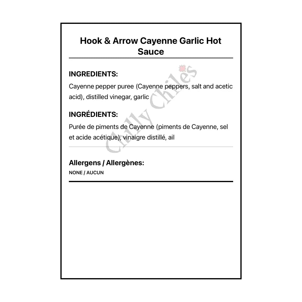 Hook & Arrow Cayenne Garlic Hot Sauce - Hot Sauce