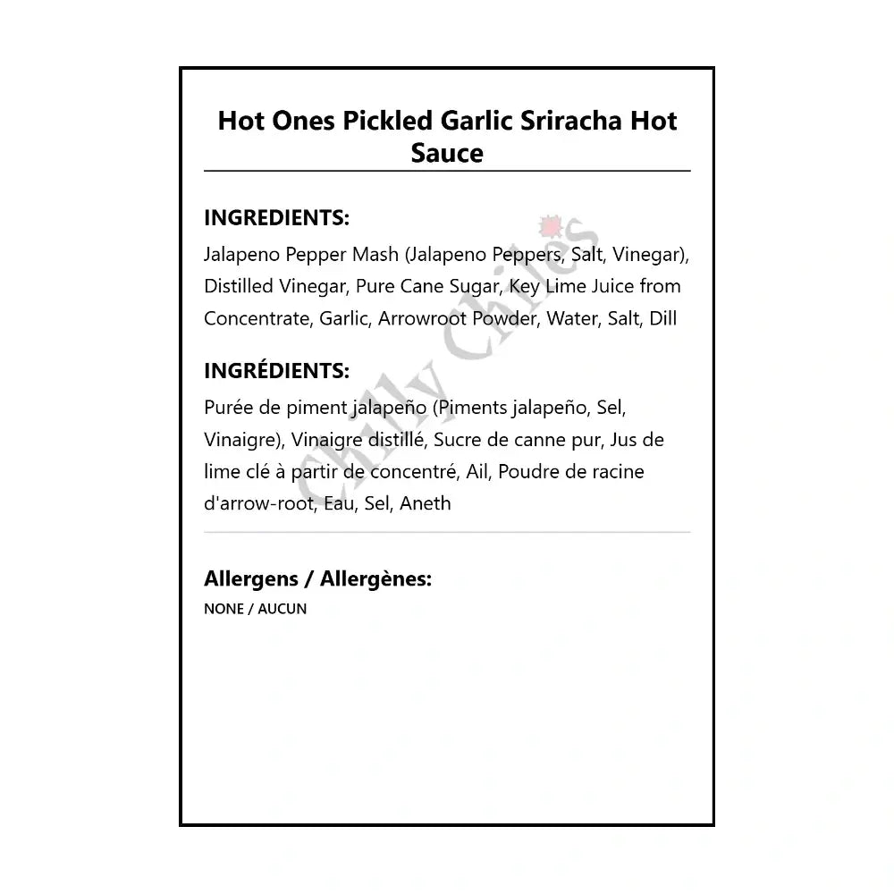 Hot Ones Pickled Garlic Sriracha Hot Sauce - Hot Sauce