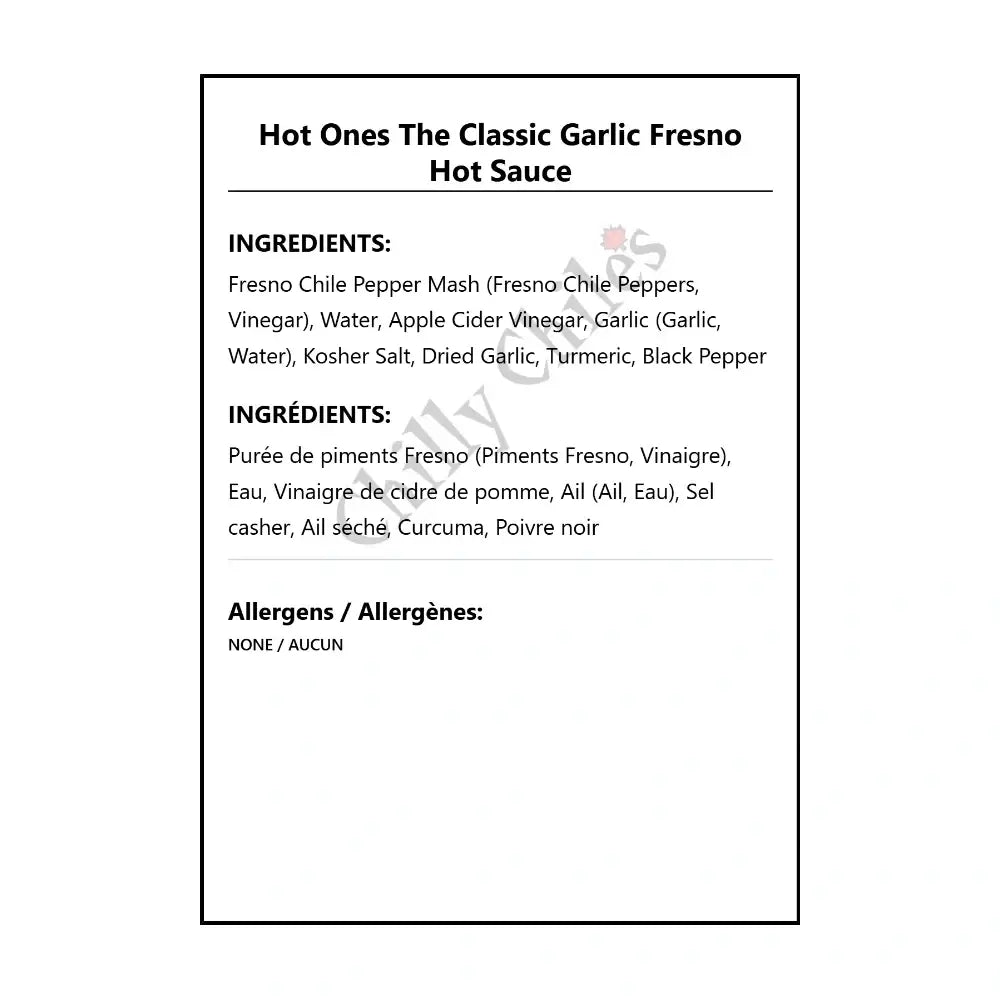 Hot Ones The Classic Garlic Fresno Hot Sauce - Hot Sauce