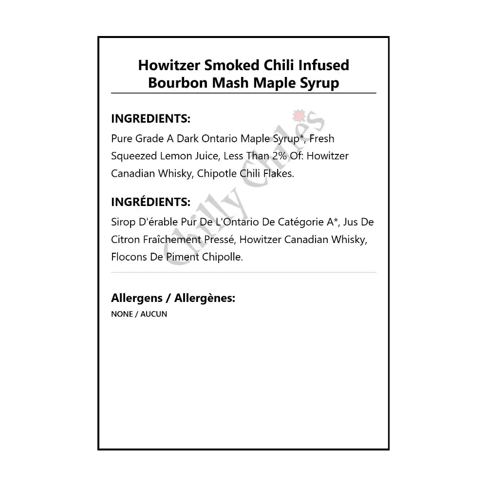 Howitzer Smoked Chili Infused Bourbon Mash Maple Syrup - Other