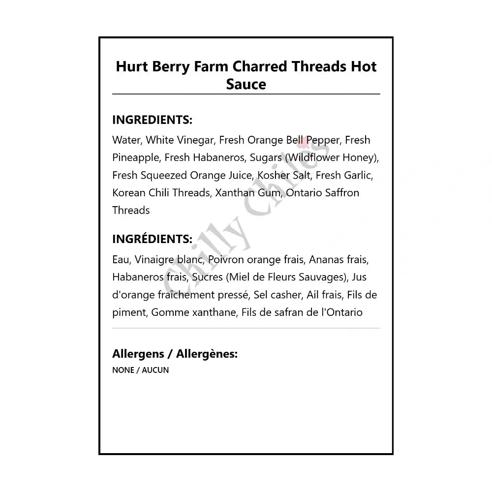 Hurt Berry Farm Charred Threads Hot Sauce - Hot Sauce