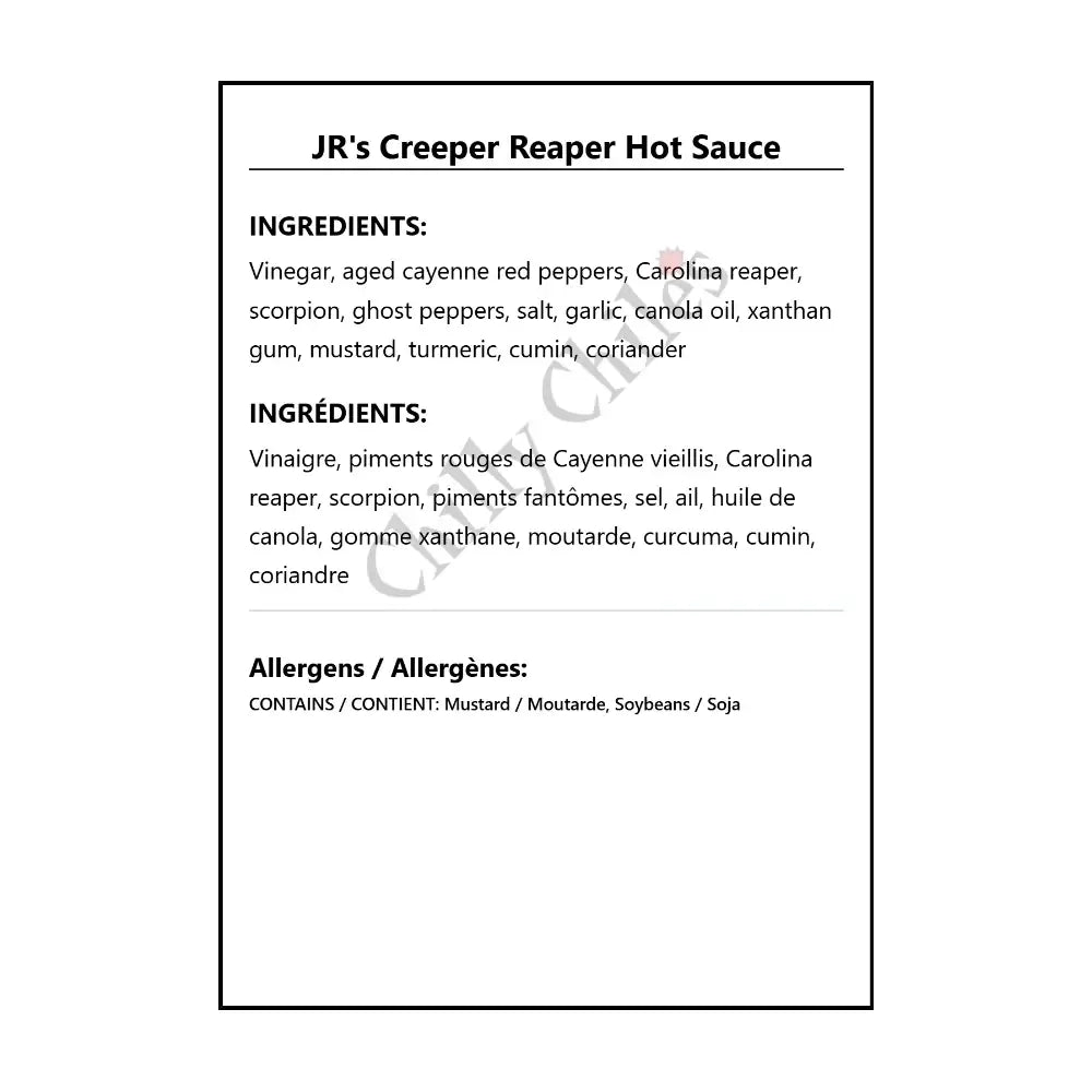 JR’s Creeper Reaper Hot Sauce - Hot Sauce