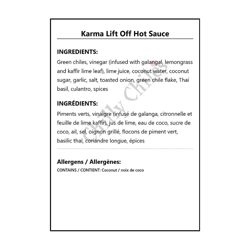 Karma Lift Off Hot Sauce - Hot Sauce