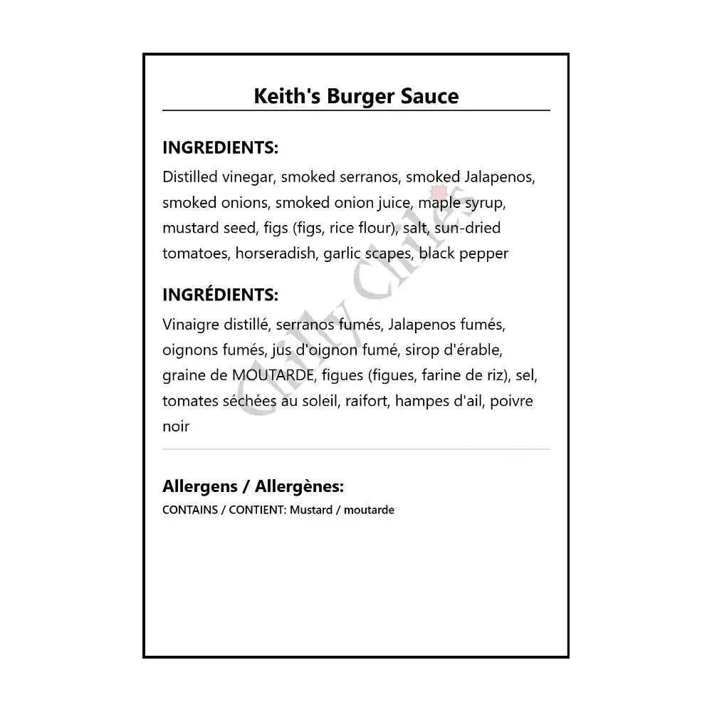Keith’s Burger Sauce - Hot Sauce