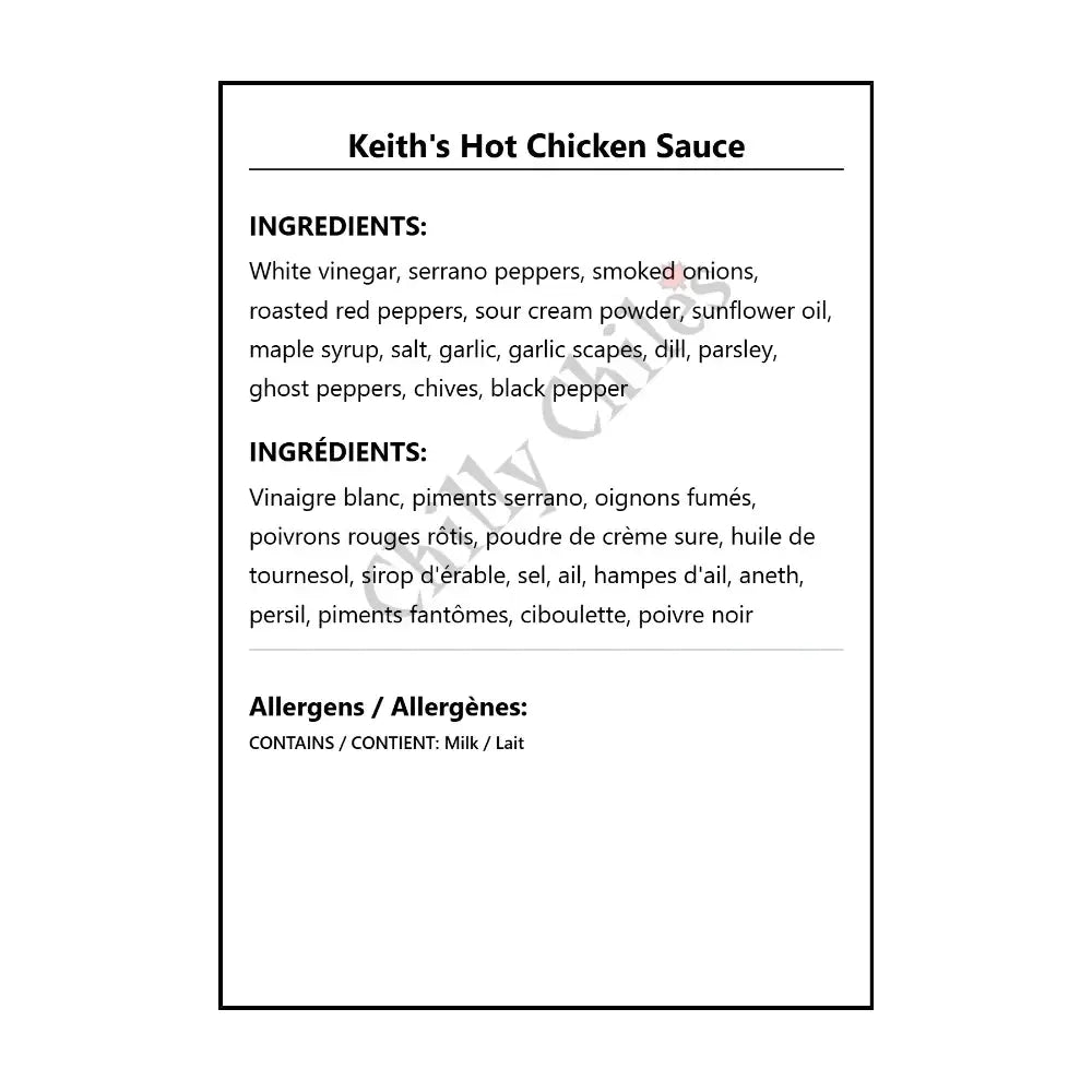 Keith’s Hot Chicken Sauce - Hot Sauce