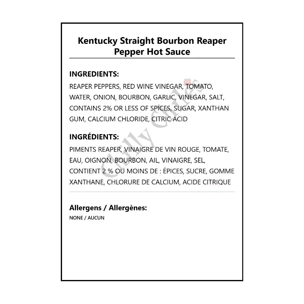 Kentucky Straight Bourbon Reaper Pepper Hot Sauce - Hot Sauce