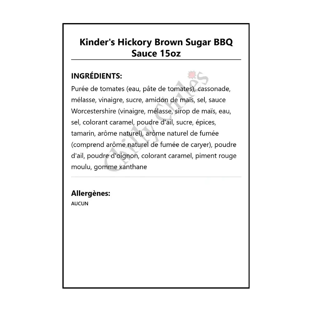 Kinder’s Hickory Sugar BBQ Sauce 15oz - BBQ Sauce