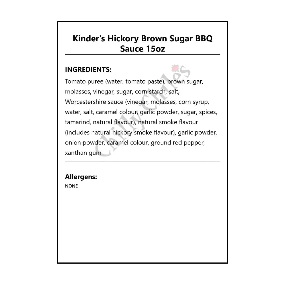 Kinder’s Hickory Sugar BBQ Sauce 15oz - BBQ Sauce