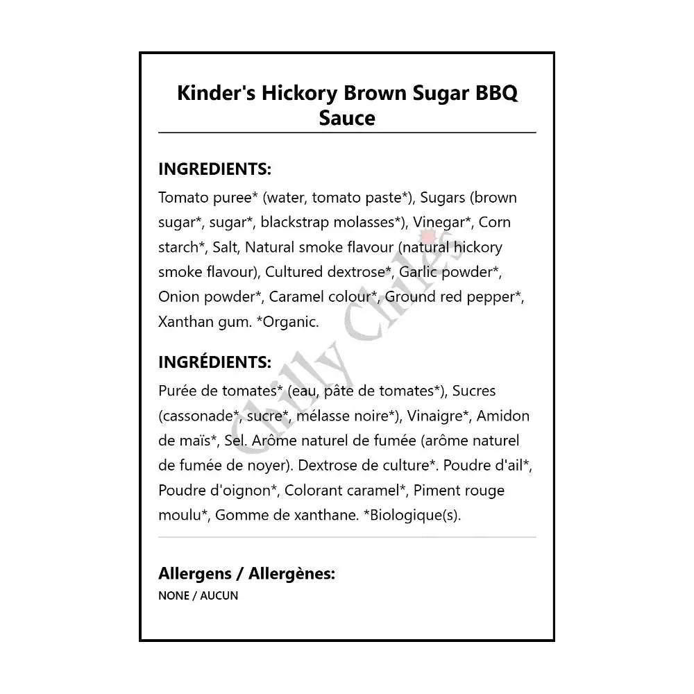 Kinder’s Hickory Sugar BBQ Sauce - BBQ Sauce